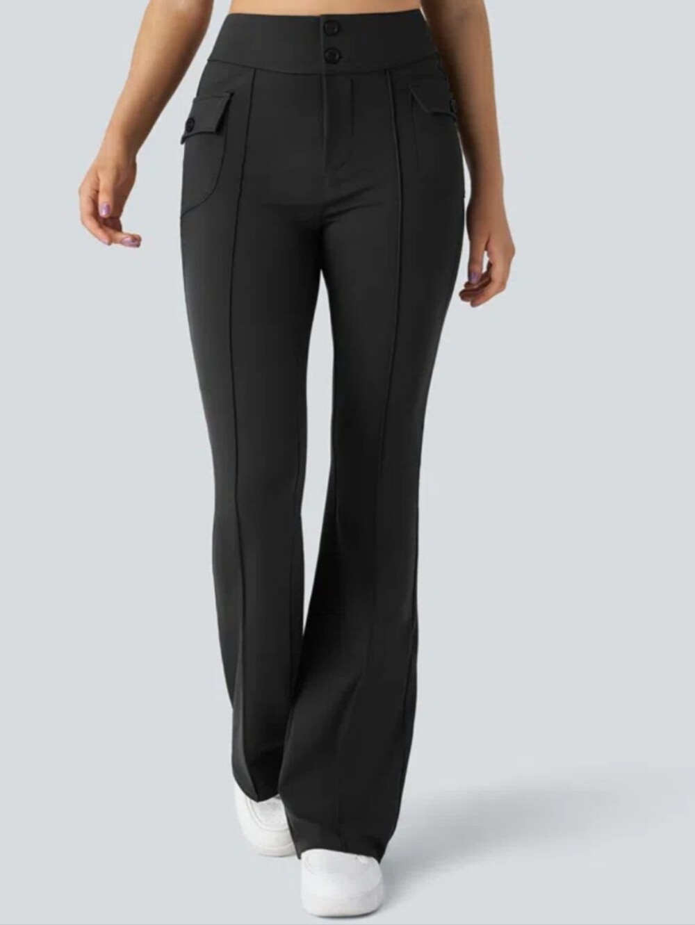 Halara women's High Waisted Side Flap Pocket Flare Casual Cargo Pants size L EUC